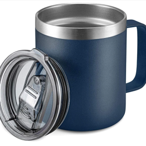 Stainless steel insulated coffee cup with handle